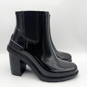 Hunter Original Refined High Heel Chelsea Boots - Shiny Black - Women's  7 US